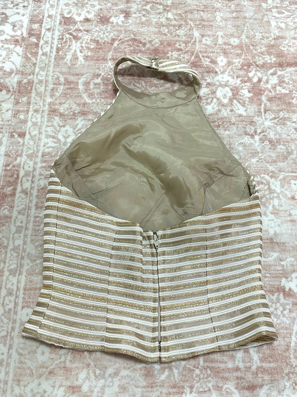 Vintage ✨ Caché Metallic Striped Halter Top - Y2K - Picture 9 of 10